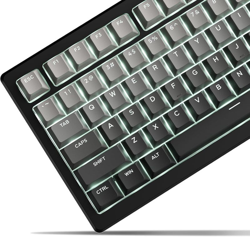 SDYZ x XVX Shine Through PBT Keycaps, Keycaps 60 75 100 Percent OEM Profile, Doubleshot Custom Key caps Set for 61/64/68/84/87/100/104/108 Gaming Mechanical Keyboard, Gradient Gray - Image 1
